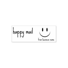 Carimbo Auto Entintado Happy Mail from Business Name Face Smile