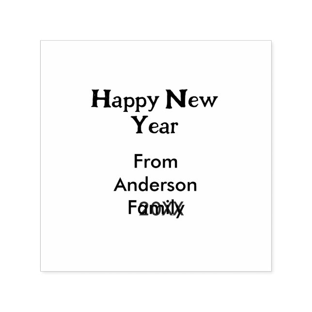 Carimbo Auto Entintado Happy new year green add family name year simple  (Design)