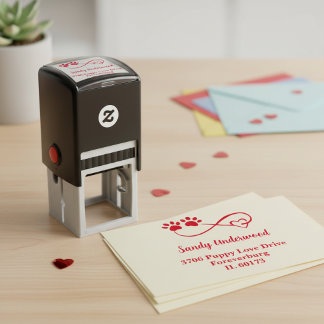 Carimbo Auto Entintado Heart & Paws Pre-Inked Return Address Stamp