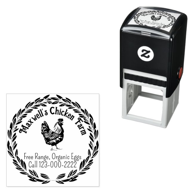 Carimbo Auto Entintado Hen Wreath Classic Ovos Rotulagem (In Situ)