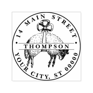 Carimbo Auto Entintado Heraldic Fleece Ram Ovino Nome Endereço