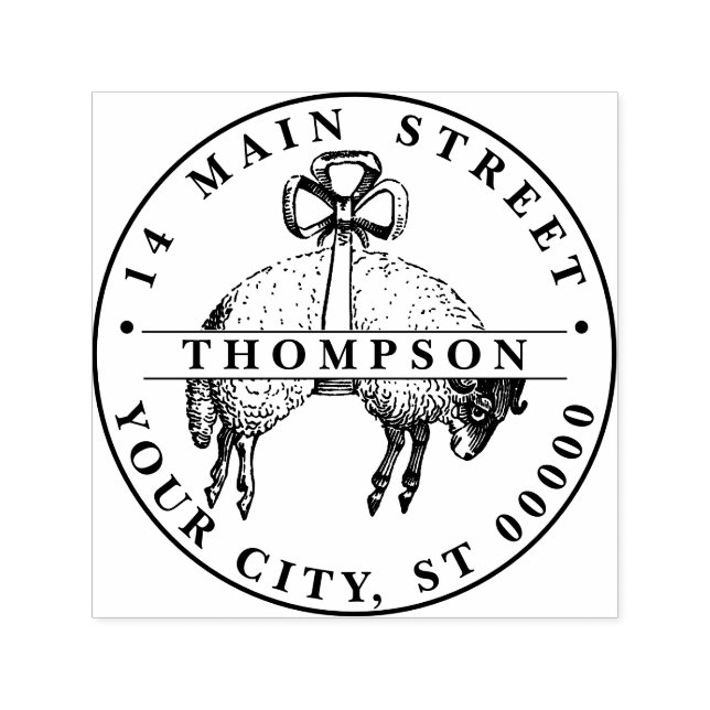 Carimbo Auto Entintado Heraldic Fleece Ram Ovino Nome Endereço (Design)