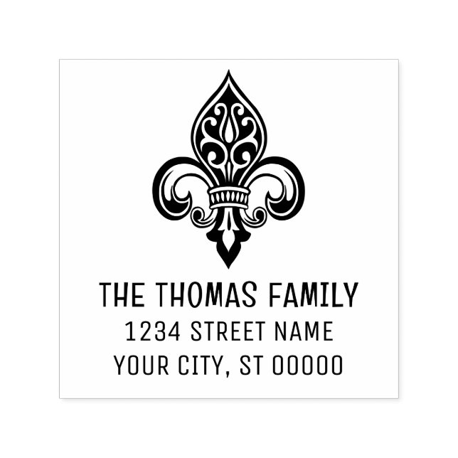 Carimbo Auto Entintado Heraldic Fleur de Lis #26 Nome Endereço (Design)