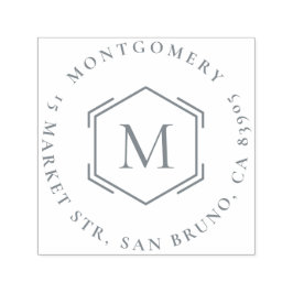 Carimbo Auto Entintado Hexágono | Nome da família inicial Endereço para d