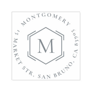 Carimbo Auto Entintado Hexágono Nome da família inicial Endereço para d