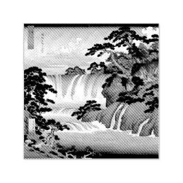 Carimbo Auto Entintado Hokusai Ukiyo-e Japan Waterfall Blue