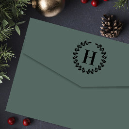 Carimbo Auto Entintado Holly Wreath Personalizou o Natal Inicial