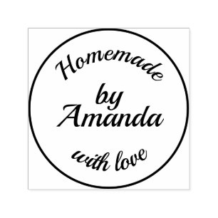 Carimbo Auto Entintado Homemade simples com amor personaliza a tipografia