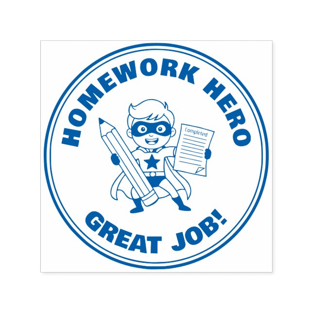Carimbo Auto Entintado Homework Hero Teacher Reward Motivational (Design)