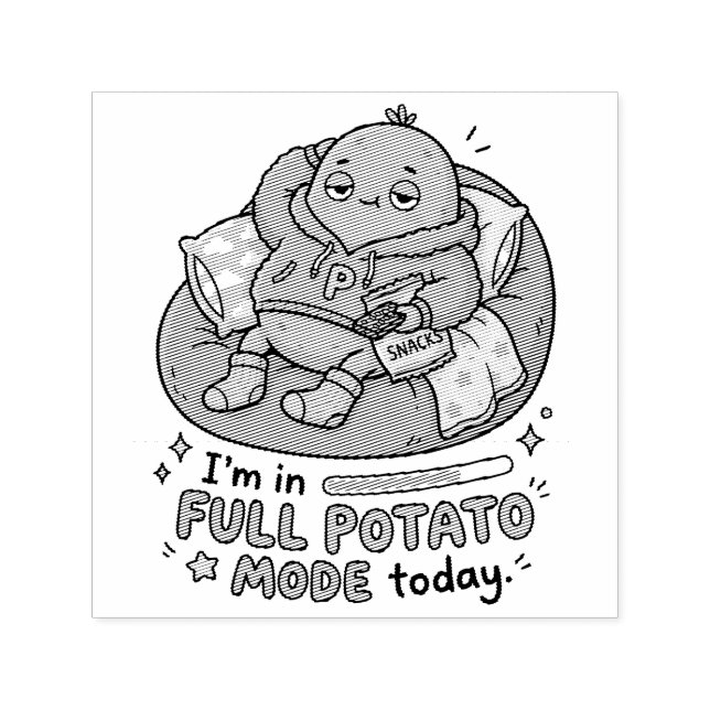 Carimbo Auto Entintado I’m in full potato mode today| Couch Potato Potato (Design)
