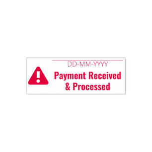 Carimbo Auto Entintado Ícone "Pagamento Recebido e Processado" e Alerta