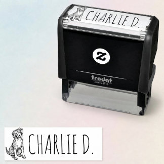 Carimbo Auto Entintado Ilustração de Cachorro Fofo com Nome Personalizado