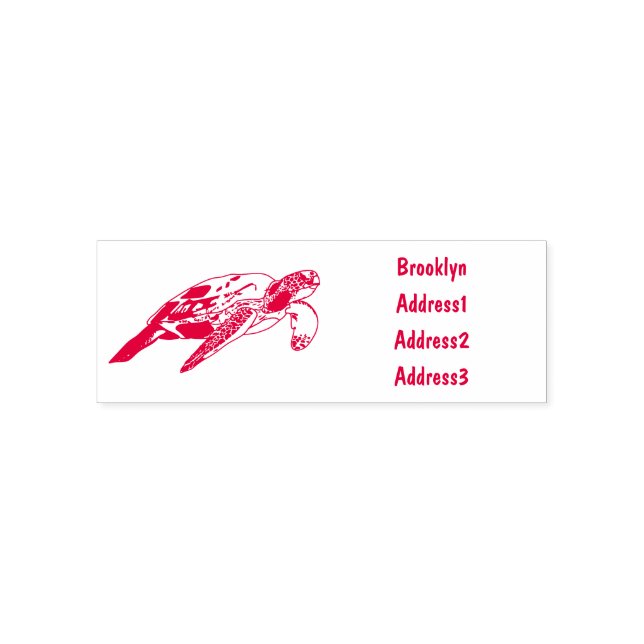 Carimbo Auto Entintado Ilustração de desenho animado de tartaruga marinha (Design)