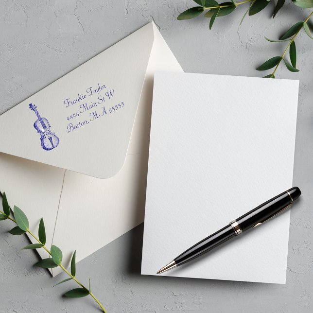 Carimbo Auto Entintado Ilustração de Violino Personalizada (Criador carregado)