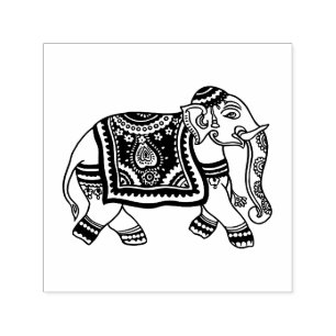 Carimbo Auto Entintado Imagem do Elefante Mehndi da Índia Somente Sem Tex