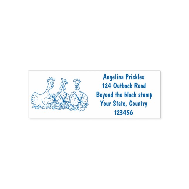 Carimbo Auto Entintado Imagem engraçada de desenho animado de galinhas (Design)