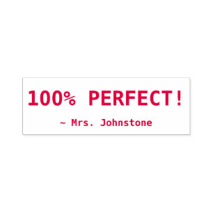 Carimbo Auto Entintado Inspiracional "100% PERFEITO!" + Nome do Tutor Per