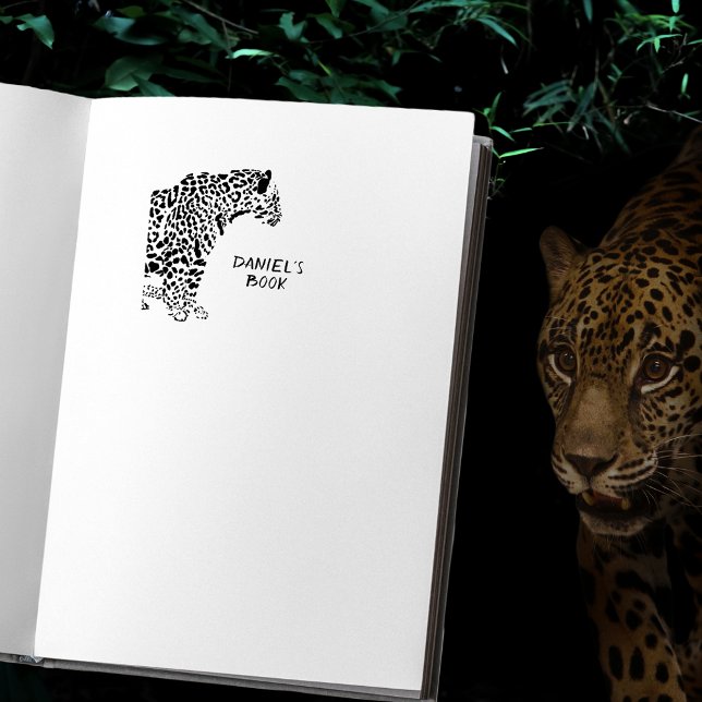 Carimbo Auto Entintado Jaguar Bookplate Personalizado (For book lovers who live on the wild side)