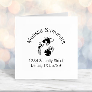 Carimbo Auto Entintado Japonês Koi Fish and Water Lily Arch Address