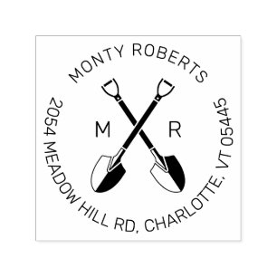 Carimbo Auto Entintado Jardineiro Espadas Cruzadas Logotipo Redondo Ender