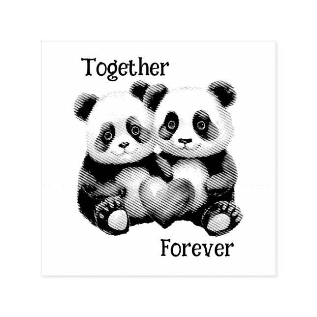 Carimbo Auto Entintado Juntos Panda Froever (Design)