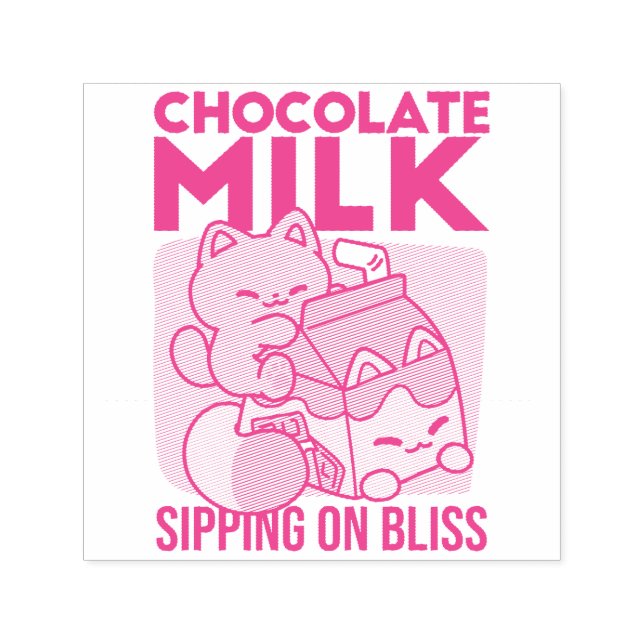 Carimbo Auto Entintado Kawaii Chocolate Milk Cat – Cozy Drink & Cuteness  (Design)