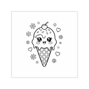 Carimbo Auto Entintado Kawaii sorvete cone colorindo