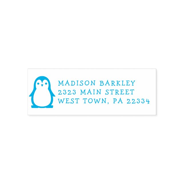 Carimbo Auto Entintado Kids Penguin Cut Return Address Stamp (Design)