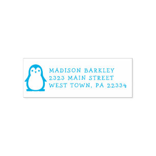 Carimbo Auto Entintado Kids Penguin Cut Return Address Stamp (Carimbo de 