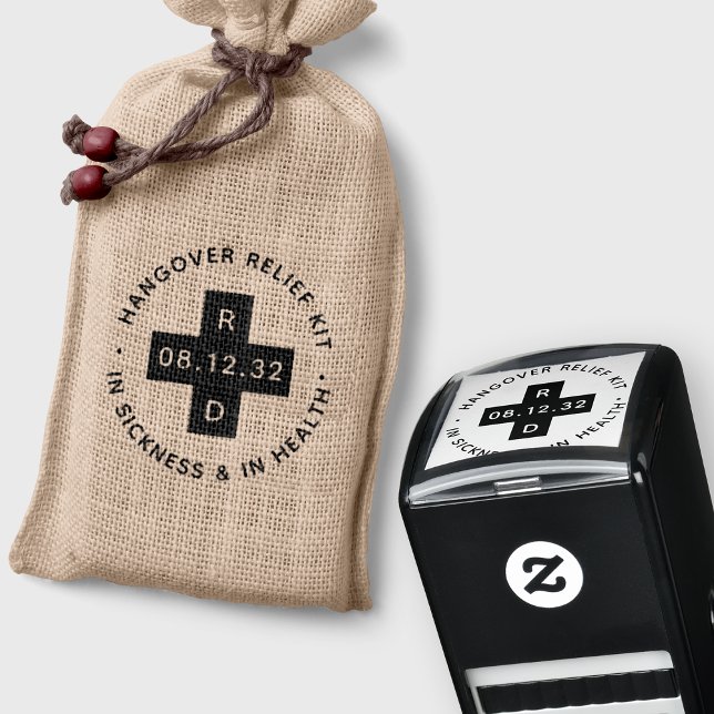 Carimbo Auto Entintado Kit de Alivio personalizado de hangover de casamen (Criador carregado)