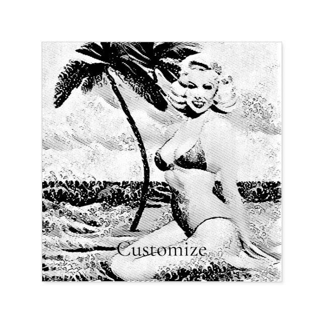 Carimbo Auto Entintado Kneeling Blonde Modelo Bikini (Design)