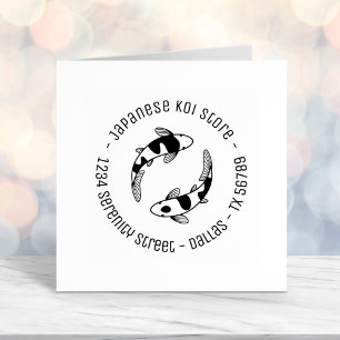 Carimbo Auto Entintado Koi Fish Store Business Round Endereço 2