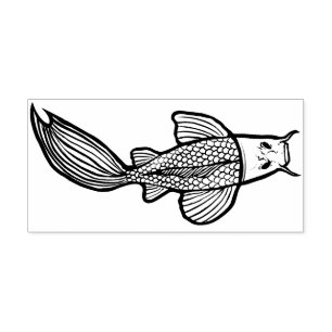 Carimbo Auto Entintado Koi Pond Art Kois Fish Design Red Calico Koi