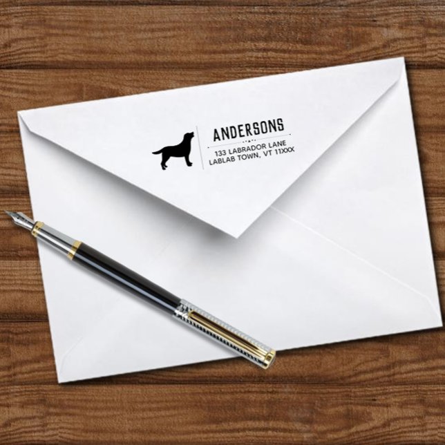 Carimbo Auto Entintado Labrador Outline Return Address (Labrador Standing Return Address Self-inking Stamp for Labrador Owners.  Personalized Gift Idea.)
