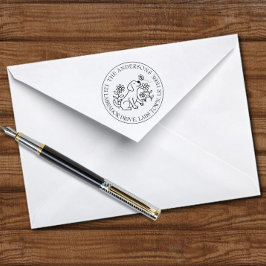 Carimbo Auto Entintado Labrador, Puppy, Flores, Círculo, Endereço De Reto