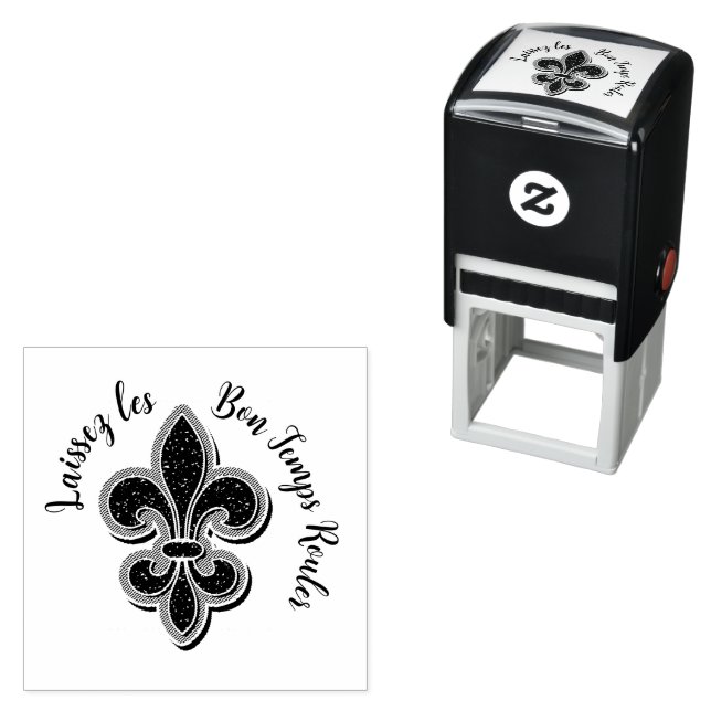 Carimbo Auto Entintado Laissez Mardi Gras Fleur De Lis T-Shirt (In Situ)