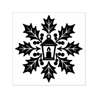 Carimbo Auto Entintado Lanterna e Holly Snowflake Stamp