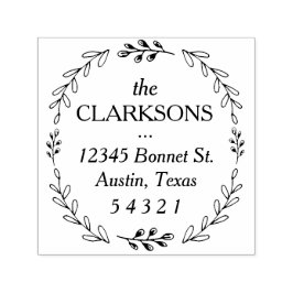 Carimbo Auto Entintado Laurel Wreath Address Stamp