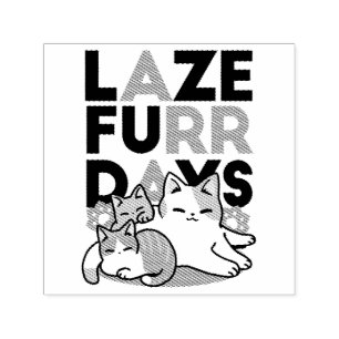 Carimbo Auto Entintado Lazer - Design de Gatos Preguiçosos