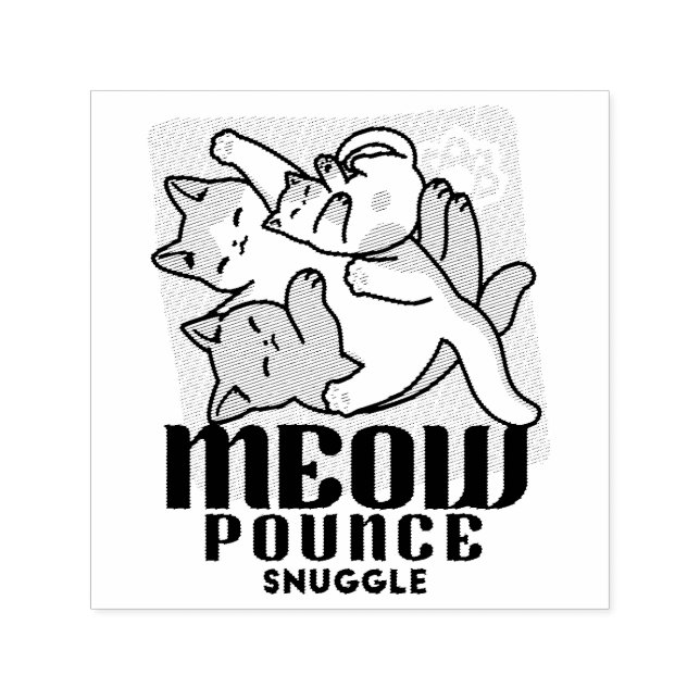 Carimbo Auto Entintado Lazer - Design de Gatos Preguiçosos (Design)