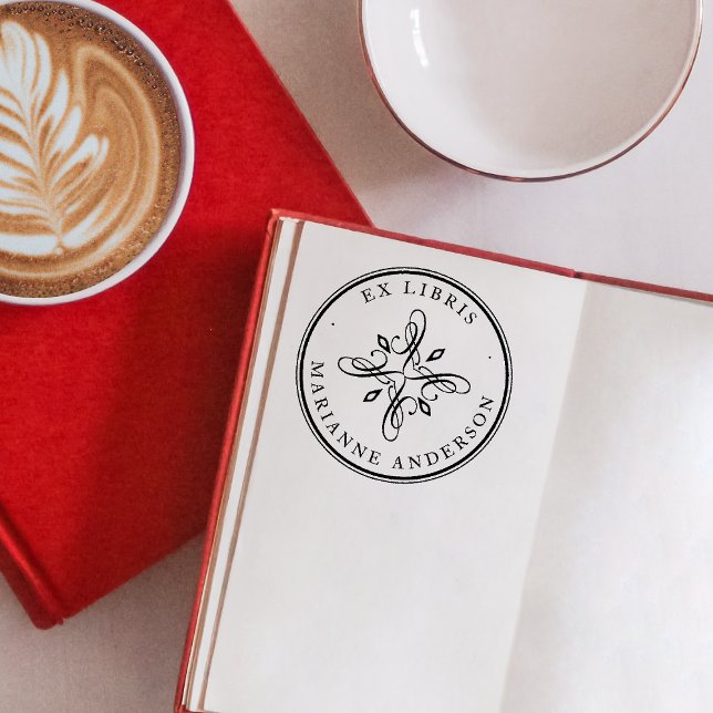 Carimbo Auto Entintado Legenda Damask & Typografia Nome Personalizado Ex  (Criador carregado)