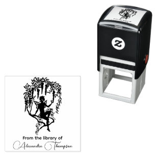 Carimbo Auto Entintado Leite na Flor Nome do Livro da Biblioteca