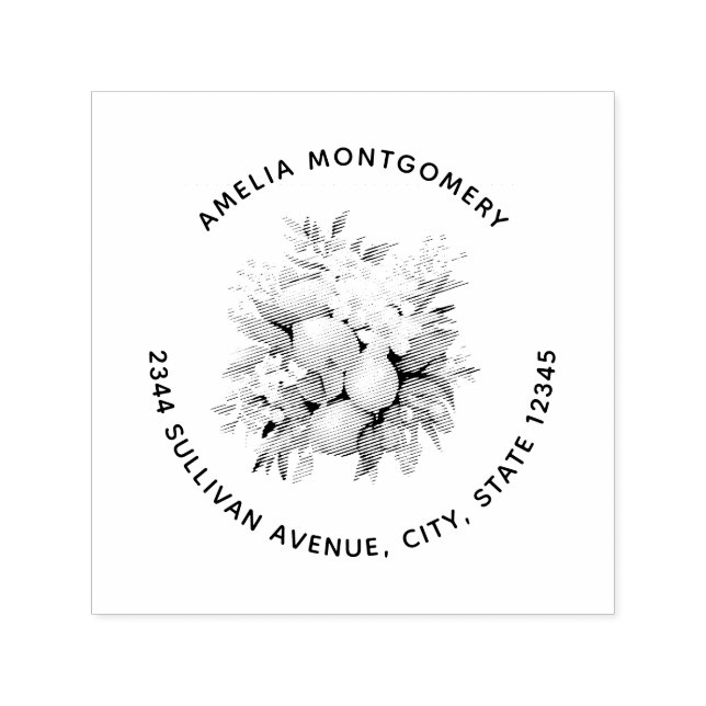 Carimbo Auto Entintado Lemon Bouquet with Pretty Blossoms Address (Design)