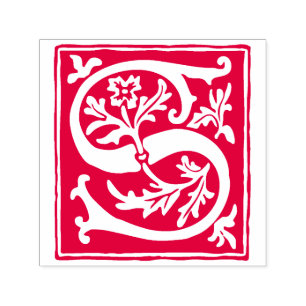 Carimbo Auto Entintado Letra Floral Alphabet S Vintage Tipografia