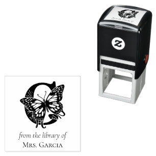Carimbo Auto Entintado Letra G Butterfly Monograma Da Biblioteca De