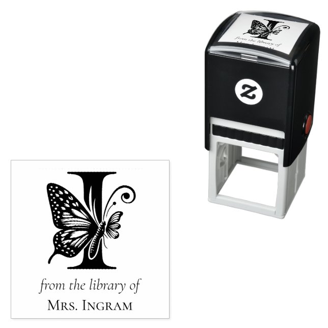 Carimbo Auto Entintado Letra I Monograma de Borboleta Da Biblioteca De (In Situ)