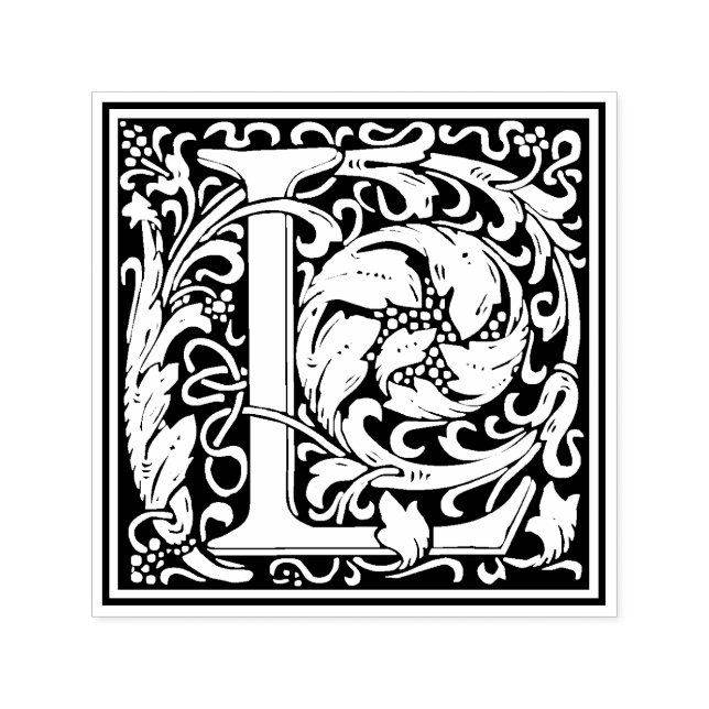Carimbo Auto Entintado Letra L de William Morris Selo Floral Vitoriano (Design)