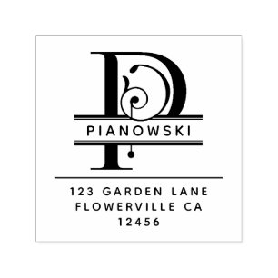 Carimbo Auto Entintado Letra rico Cabeça - P - Monograma de Endereço de R