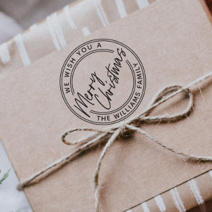 Carimbo Auto Entintado Letras de Script Feliz Natal