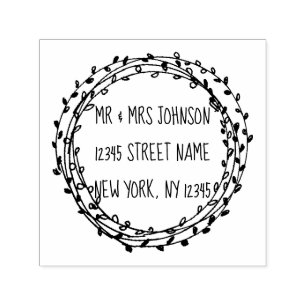 Carimbo Auto Entintado Letras florais redondas, flutuantes, sob medida